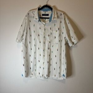 Tommy Bahama Shirt Short sleeve White Hula Girl Hawaiian Travel Lightweight XL